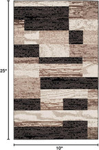 Superior Indoor Area Rug, Plush Carpet Cover, for Kids or Pets, Hallway, Entryway, Living Room, Dining, Bedroom, Office, Kitchen, Modern Geometric Patchwork, Rockwood Collection, 12' x 15', Chocolate