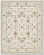 Washable 3x5 Entryway Rug, Boho Non-Slip Vintage Distress Small Rugs for Kitchen Nursery Office Bedroom, 0.3" Neutral Oriental Throw Thin Carpet with Cushioning Pad, Beige/Rust/Green/Multi