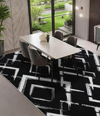 YIHOUSE Black Modern Geometric Area Rug 6x9, Black and White Rug with Abstract Diamond Patterns,Non-Shedding Washable Rugs for Bedroom, Home Office and Living Room