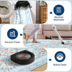 GarveeHome Washable Runner Rug 2x6 Non Slip Hallway Runners Stain Resistant Low Pile Floral Runner Rugs for Kitchen Soft Long Entryway Runner Rugs Blue Boho Throw Carpet for Bedroom Nursery, 2x6