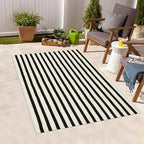 Striped Outdoor Rugs 3'x5', Cotton Hand Woven Rug Front Door Mat,Washable Reversible Layered Door Mats, Foldable Front Porch Rug for Entryway/Home Entrance/Farmhouse(Black and White)