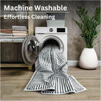 Bloom Rugs Washable Non-Slip 6' x 9' Rug - Black/Ivory Striped Area Rug for Living Room, Bedroom, Dining Room, and Kitchen - Exact Size: 6' x 9'