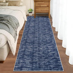 RUGSREAL Solid Runner Rug 2x6 Modern Hallway Runner Mat Machine Washable Ktichen Rug 2x6 Long Hallway Modern Indoor Throw Carpet for Bedside Living Room Bedroom Laundry, 2' x 6' Blue