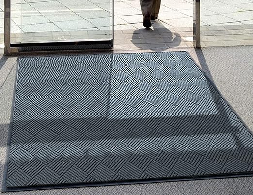 WaterHog Diamond | Commercial-Grade Entrance Mat with Rubber Border – Indoor/Outdoor, Quick Drying, Stain Resistant Door Mat (Bluestone, 4' x 6')
