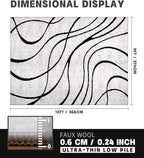 YIHOUSE Modern Area Rugs for Living Room, 9x12 Washable Black and White Rug, Thin Abstract Geometric Striped Rug, Area Rug for Bedroom,Kitchen,Dining Room,Office