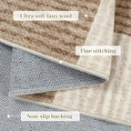 Machine Washable 5x7 Area Rugs for Living Room Checkered, Non Slip Soft Low Pile Farmhouse Geometric Modern Neutral Playroom Boys Rugs for Bedroom, Large Carpet Rugs for Dining Room(Brown,5'x7')