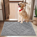 COSY HOMEER Door Mat 24”x36”,Absorbent Dirt Trapper Entryway Rugs,Non-Slip Welcome Mat,Washable Entry Rugs,Low Pile Doormat for Front Back Door,Wet Shoes & Paws,Grey