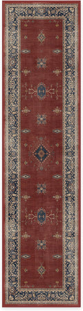 RUGGABLE Washable Vintage Runner Rug – Verena Amber Red 2.5x10, Stain-Resistant, Non-Slip Hallway Runner – Machine Washable Rug for Hallway, Entryway, Living Room & Kitchen–with Cushioned Pad