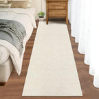 RUGSREAL 2x6 Runner Rug Washable Kitchen Runner Rug Modern Abstract Runner Mat for Hallway Contemporary Solid Rug Non-Slip Foldable Aesthetic Accent Floor Carpet for Living Room Bedroom, Cream