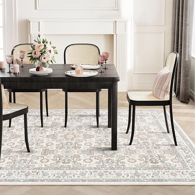WITSHOCK Living Room Area Rugs 5x7: Soft Non-Slip Backing Washable Rugs Vintage Large Carpet for Bedroom Office Dining Room Kitchen Stain Resistant Home Decor Rug