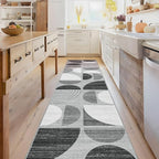 MUJOO Runner Rug Washable,2x8 Area Rugs for Hallways Kitchen Bedroom Entryway Bathroom,Non Slip Carpet Long Mat Indoor,Boho Soft Modern Abstract Black and Grey