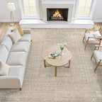 10x14 Area Rugs Living Room: Washable Large Vintage Rug Neutral Non-Slip Soft Stain Resistant Indoor Carpet for Bedroom Nursery Dining Room Under Table Bed Home House Office Playroom - Brown