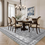 5x7 Washable Area Rug for Living Room Faded Grey, Non Slip Vintage Floral Bedroom Rugs Retro, Traditional Indoor Floor Carpet for Dining Room, Kitchen, Farmhouse, Office Classroom