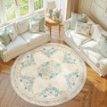 jinchan Round Rug 6ft Area Rugs Vintage Floral Distressed Design, Machine Washable Soft Non-Slip Low-Pile Ultra-Thin Circle Rug for Bedside Living Room Dining Room Bedroom (6' Round, Apricot Multi)