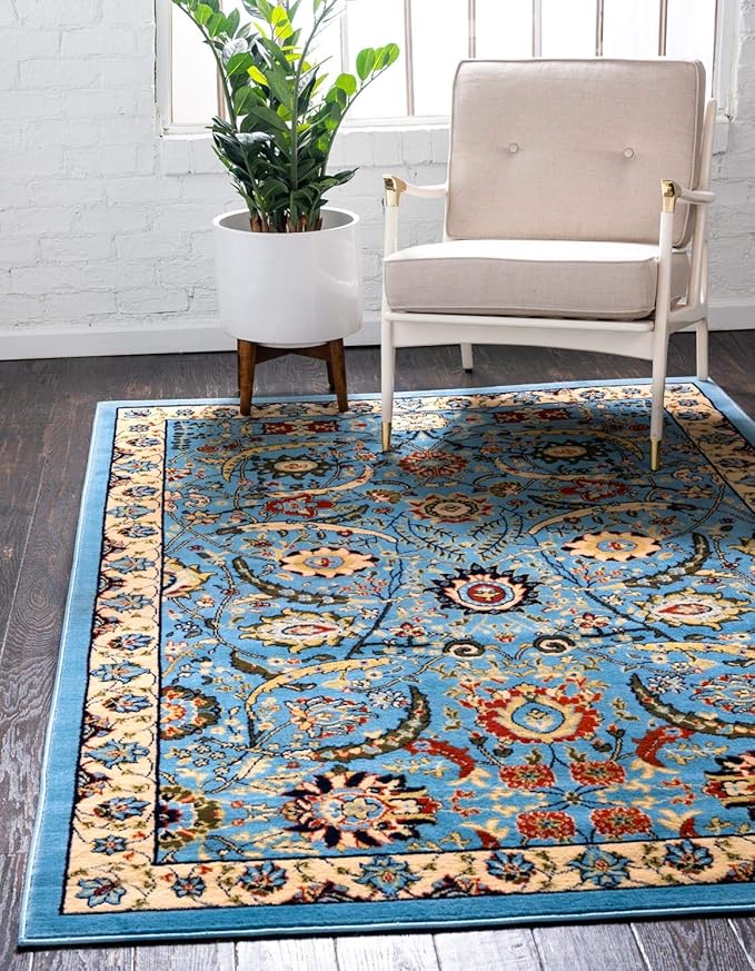 Unique Loom Espahan Collection Area Rug - Cape Cod (9'x 12' Rectangle, Blue/ Black)