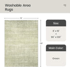 Valenrug Washable Rug 8x10 - Stain Resistant 8x10 Area Rugs for Living Room, Non Slip Backing Printed Rugs for Bedroom, Folable Machine Washable Area Rug (8'x10', Green)