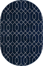 Unique Loom Marilyn Monroe Glam Collection Area Rug - Trellis (5' 3' x 8' Oval, Navy Blue Silver/ Silver)