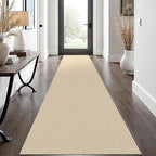 EARTHALL Washable Runner Rug 2x12 Ft Non Slip Runners for Hallways Long Cotton Rubber Backed Kitchen Runner Braided Indoor Floor Carpet Runners for Entryway, Hall, Kitchen, Golden Beige/White