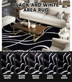 YIHOUSE Black Modern Area Rug 6x9,Abstract Rugs for Bedroom,Black and White Geometric Rug,Minimalist Striped Rug,Dark Washable Area Rugs 5x7 Non Slip Rugs for Living Room，Office