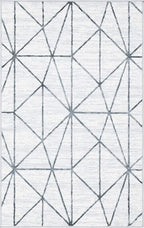 Rugs.com Lattice Trellis Collection Rug – 3' x 5' White Low-Pile Rug Perfect for Living Rooms, Large Dining Rooms, Open Floorplans