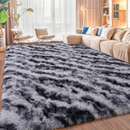 Shaggy Modern Shag Area Rug for Bedroom, Upgrade Non-Slip Plush Fluffy Carpet for Kids Room Home Decor, Plush Area Rug Tie Dye Stripes 8x10Ft