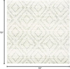 SAFAVIEH Adirondack Collection Area Rug - 6' Square, Ivory & Green, Modern Diamond Distressed Design, Non-Shedding & Easy Care, Ideal for High Traffic Areas in Living Room, Bedroom (ADR131X)