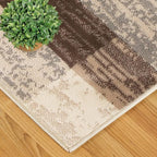 SUPERIOR Indoor Area Rug, Jute Backed, Modern Geometric Patchwork Floor Decor for Bedroom, Office, Living Room, Entryway, Hardwood Floors, Rockwood Collection, 4' x 6', Slate