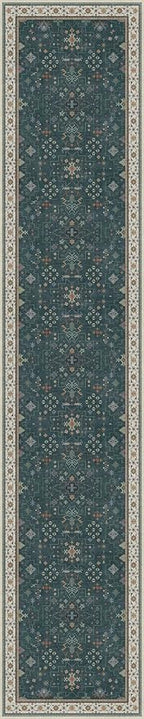 Vintage Dark Green 2x10 Kitchen Rug - Modern Boho Eclectic Floral Pastel, Washable Low Pile Non-Slip Extra Long Runner Rugs for Hallway, Bedroom