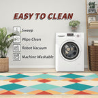 Geometric Indoor Rugs for Entryway - 2x3ft - Colorful Retro Mid Century Modern Washable Non Slip Low Pile Small Area Rug for Bedroom, Geometric Carpet Home Decor & Gifts