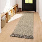 Collive Farmhouse Hallway Runner Rug, 2x6 Hand-Woven Reversible Washable Runners for Kitchen Floor, Natural/Black Cotton Laundry Room Rugs Modern Boho Kitchen Sink Carpet for Bathroom Foyer Bedroom