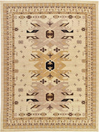 Unique Loom Taftan Collection Border Geometric Tribal Inspired Design Area Rug (9' 10 x 13' 0 Rectangular, Ivory/ Tan)