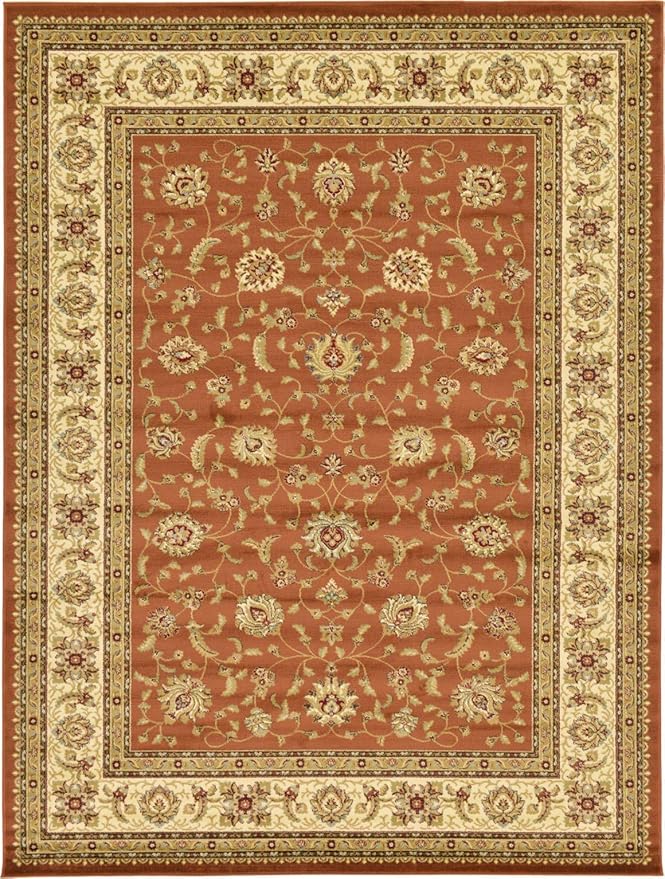 Unique Loom Voyage Collection Traditional Oriental Classic Intricate Design Area Rug (10' 0 x 13' 0 Rectangular, Terracotta/Ivory)