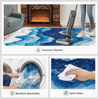 3x6 Ocean Waves Bedroom Rug Under Bed - Abstract Waves Kids Room Rugs, Abstract Art Bedroom Runner Rug Soft Washable for Living Room Kitchen