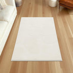 SHACOS Soft Cozy Fluffy Abstract Geometric High Low Pile Runner Rugs 2'x6' Non Slip Washable Scandinavian Minimalist Rug Modern Carpet Runner for Living Room Bedroom Bathroom Hallway, Cream