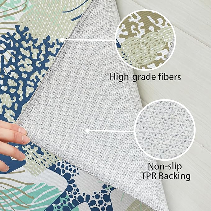 Tritard Coastal Area Rugs Nautical Beach Themed Non-Slip Machine Washable Rugs Modern Floor Carpet for Living Room Bedroom, 3x5, Navy