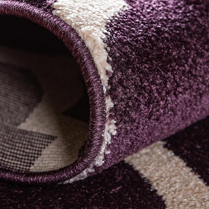 Rugs.com Lattice Collection Rug – 8 Ft Round Purple Medium-Pile Rug Perfect for Kitchens, Dining Rooms