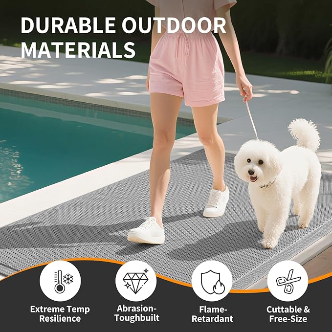 Front Door Mat 36''x59'', Drainage Heavy Duty Dirt Trapping Non-Slip Doormats, Outdoor Rubber Floor Mats, Restaurant Commercial Kitchen Industral Pool Entrance Bar Wet Area, Grey