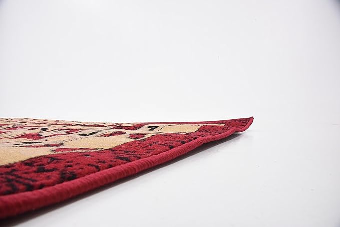 Unique Loom Taftan Collection Border Geometric Tribal Inspired Design Area Rug (8' 0 x 8' 0 Square, Red/ Gold)
