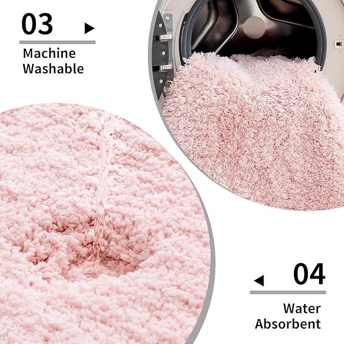 Bathroom Runner Rug 24x70 Pink Non Slip Fluffy Long Bath Mat for Bathroom Floor Washable Plush Luxury Bath Rug for Tub Absorbent Shower Sink Mat Bedside Rug