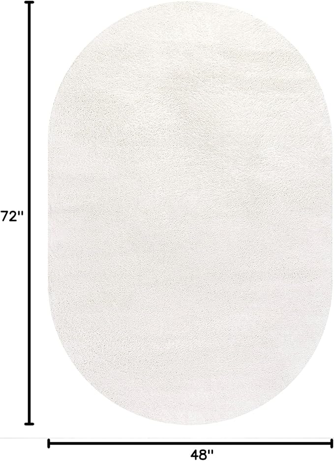 Eyely UES100T-4OV Supersoft Haze Solid Low-Pile Indoor Area Rug Casual;Contemporary;Solid;Traditional, Bedroom, Kitchen, Living Room, Easy-Cleaning, Non-Shedding, 4 X 6 Oval, Cream