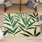 5x7 Bamboo Leaves Rugs for Bedroom - Realistic Botanical Art Print Rug, Minimalist Leaves Rug Non Slip Soft Rugs for Living Room Hardwood Floors Teen Room