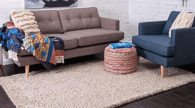 Unique Loom Solid Shag Collection Area Rug (8' x 11' Rectangle, Taupe)
