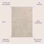 JONATHAN Y Hallie High-Low Curve Beige/Cream 5x8 Indoor/Outdoor Area Rug, Minimalist Geometric, Pet Friendly, for Patio, Backyard, Living Room, Bedroom, Office, Hose-Washable (SCN100D-5)