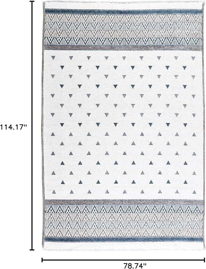 Alfa Rich 7x10 Blue Cream Off White Washable Area Rugs for Living Room Bedroom Kitchen Decor Cotton