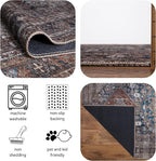 Keen Home Design 8x10 Rug - Machine Washable Area Rug with Non-Slip Backing, Ideal for Living Room, Dining Room, Bedroom - Vintage, Easy Clean, Durable, Low Pile - (8' x 10')