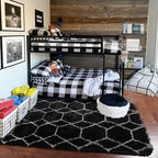 ONASAR Area Rugs for Bedroom Living Room, Fluffy 4x6 Black and White Rug, Geometric Washable Shaggy Plush Bedside Indoor Floor Carpet for Nursery Kids Teens Girls Boys Dorm Home Office Decor