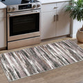 Modern Abstract Runner Rug 2x5, Dark Light Brown White Washable Kitchen Runner Entryway Rug Mat Non-Slip Soft Hallway Rug Runner Thin Print Faux Wool Carpet for Bedroom Laundry Room Indoor