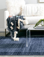 Rugs.com Angelica Collection Rug – 10' x 13' Navy Blue Medium Rug Perfect for Living Rooms, Large Dining Rooms, Open Floorplans