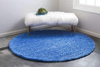 Unique Loom Solid Shag Collection Area Rug (8' Round, Periwinkle Blue)