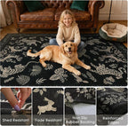 Moynesa Vintage Animal Washable Area Rugs 8x10, Retro Black Gold Area Rug for Living Room Bedroom Dining Room Office Study, Low Pile Soft Non Slip Stain-Resistant Carpets for Home Decor